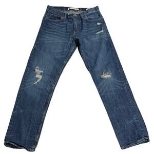 Levis 502 Jeans Youth Size 16 Big Boys Regular Fit Tapered Blue Denim Distressed